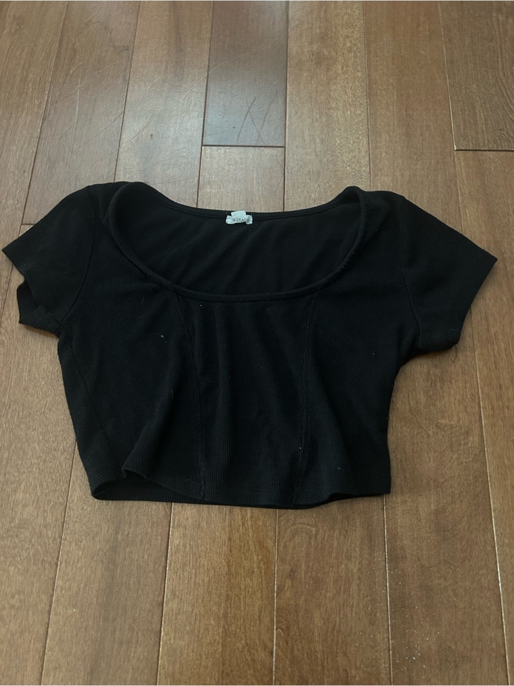 Garage Black Scoop Neck Cropped Tee